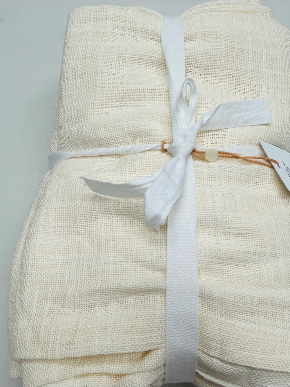 NWT QUINCE Set Of 2 48x84 Cotton Sheer Curtains Ivory 9716